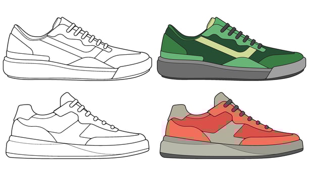 Bundling set sneakers shoes for training, sneakers shoe illustration. Sneakers color full. vector