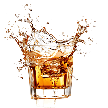 Mockup Splash of liquid in glass isolated over transparent background png