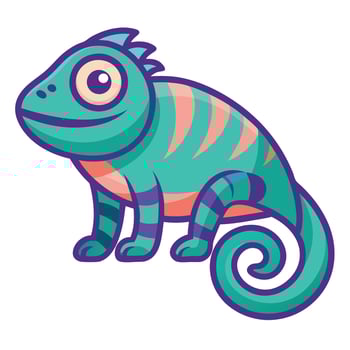 Chameleon sits kawaii vector
