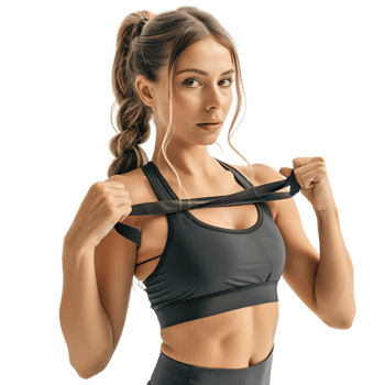 Mockup Sports girl with a fitness elastic band over transparent background png