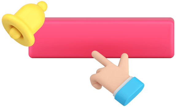 Subscribe button push business man hand ring bell internet alert web service click 3d icon png