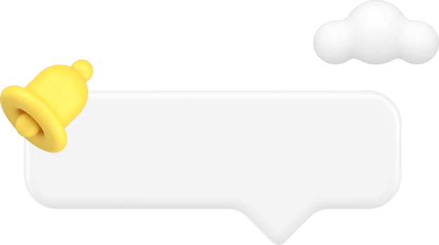 Internet alert notification quick tips empty bar speech bubble ring bell 3d icon realistic png