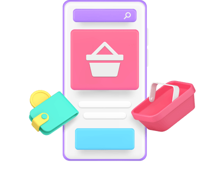 Online shopping goods browsing marketplace smartphone application 3d icon realistic png