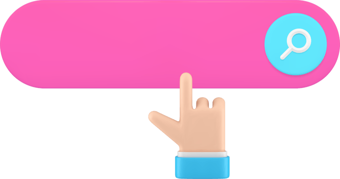 Online searching internet browsing bar field hand click cursor find information 3d icon png
