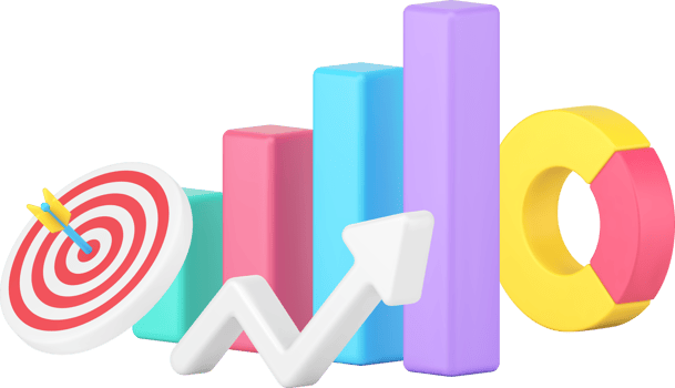 Business growth efficiency productivity strategy bar graph chart dynamic up arrow 3d icon png