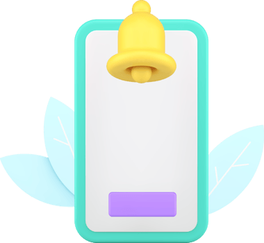 Smartphone reminder alert empty screen button ring bell 3d icon realistic illustration png