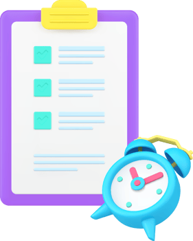 Time management business productivity efficient planning task complete 3d icon realistic png