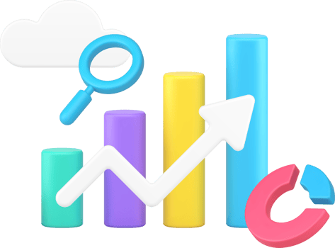 Marketing research business diagram arrow increase information analyzing 3d icon realistic png