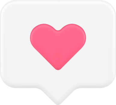 Like quick tips social network evaluation love heart speech bubble 3d icon realistic png