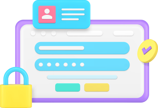 Personal data security web access password protection internet browser lock 3d icon realistic png