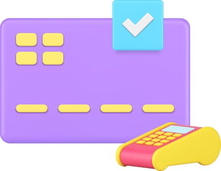 Credit debit card success payment POS terminal financial transaction complete 3d icon png