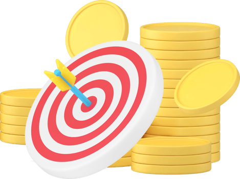 Financial profit achievement business income golden coin stack treasure money 3d icon png