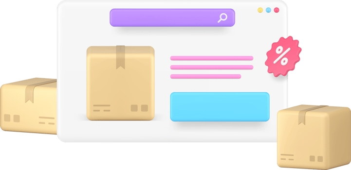 Cargo delivery postal parcel shipping internet browser web page sale discount 3d realistic png
