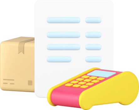Online shopping cargo delivery invoice payment order purchase receipt 3d icon realistic png