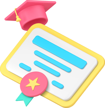 Graduation diploma certificate with medal and cap educational achievement 3d icon realistic png