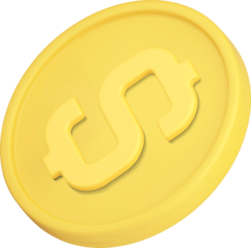 Golden coin dollar treasure wealth financial abundance rich cash money realistic 3d icon png