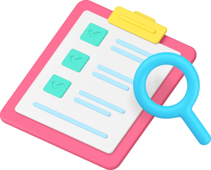Task management time planning to do list checklist control searching 3d icon realistic png