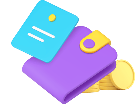 Financial budget planning wallet with golden coin cash money 3d icon realistic illustration png