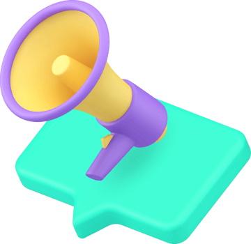 Social media marketing advertising announce megaphone and speech bubble 3d icon realistic png