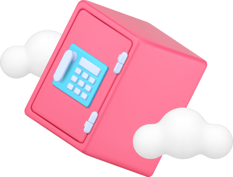 Banking safe financial money protection cloud savings storage 3d icon realistic illustration png
