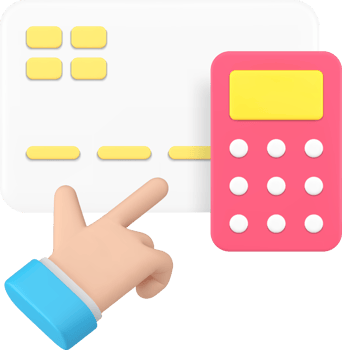 Online banking budget accounting card calculator hand click cursor 3d icon realistic png