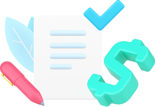Signing paper financial agreement document for payment cash dollar with pen and complete check mark png