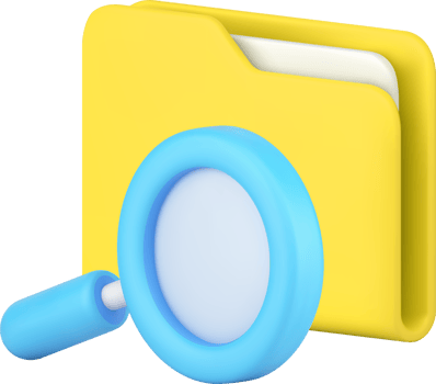 Finding important information in folder document storage use magnifying glass isometric 3d icon png