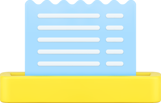 Set of paper bill from POS terminal after buying to purchase or invoice ticket template 3d icon png