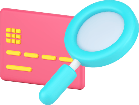 Searching online payment e money transaction with credit card and magnifying glass isometric 3d icon png