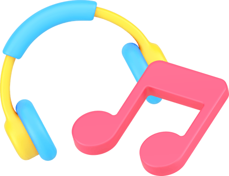 Music listening digital entertainment with headphones notes application decorative design 3d icon png