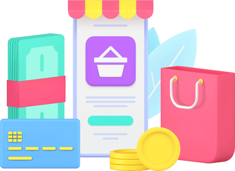 Digital store application smartphone screen awning user interface with cash money and credit card png