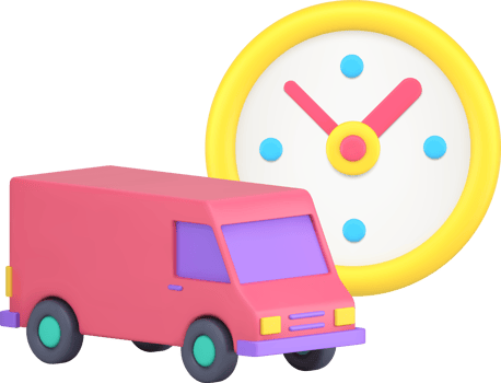 Express delivery courier service cargo truck van transportation wall watch countdown 3d icon png