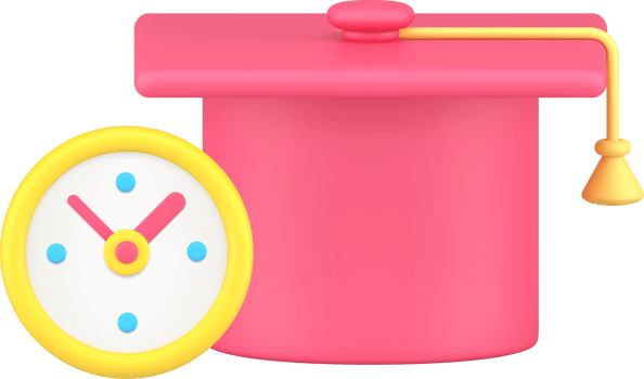 Time for learning graduation hat back to school academic watch countdown realistic 3d icon png