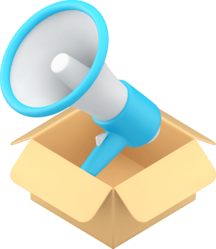 Delivery service promo announcement loudspeaker marketing advertising realistic 3d icon png