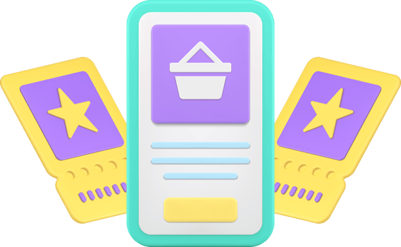 Supermarket grocery shopping smartphone application sale coupon 3d icon png