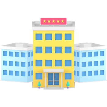 Hotel booking apartment reservation service urban street building infrastructure 3d icon png