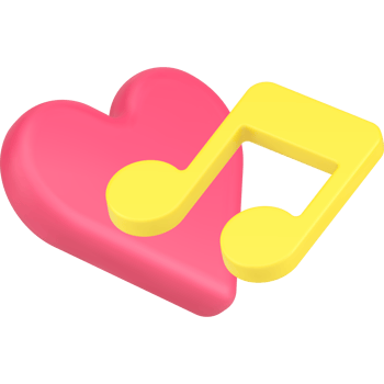 Love music note with heart shape romantic radio favorite sing song realistic 3d icon png