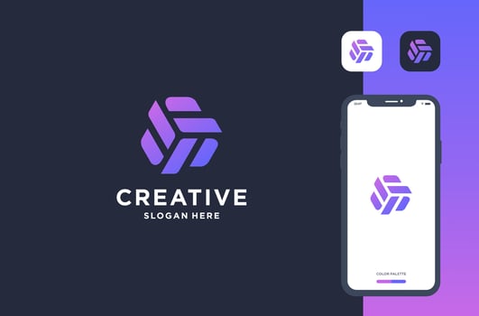 p abstract logo design business brand inspiration vector