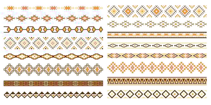 Decorative borders design elements set. Tribal ethnic style vector