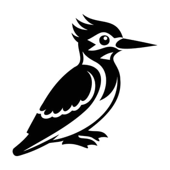 A black silhouette woodpecker design vector