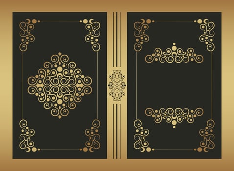 Luxury gold ornamental book cover design vector