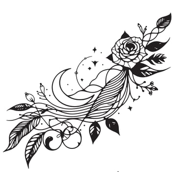 black single line tattoo with white background vector