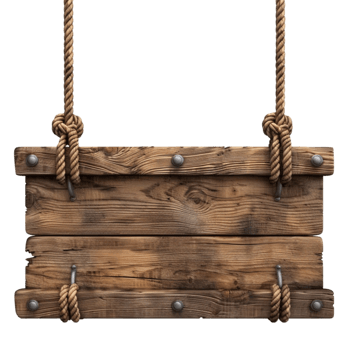 Wooden Rope Hanging from a Wooden Plank on Transparent Background AI-Generative png