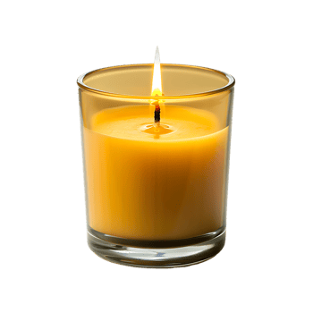 Wax candle in glass holder isolated over transparent background png