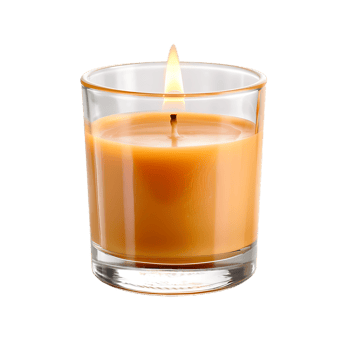 Wax candle in glass holder isolated over transparent background png