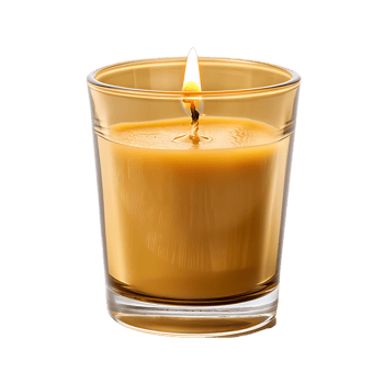 Wax candle in glass holder isolated over transparent background png