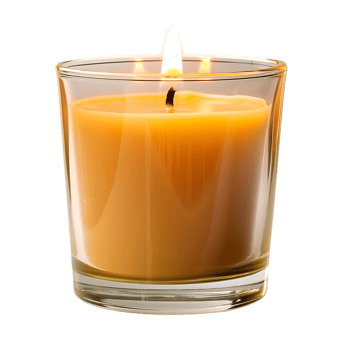 Wax candle in glass holder isolated over transparent background png