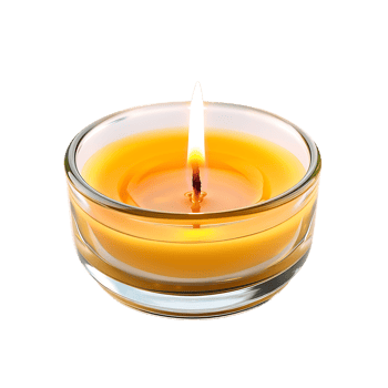 Wax candle in glass holder isolated over transparent background png