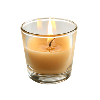 Wax candle in glass holder isolated over transparent background png