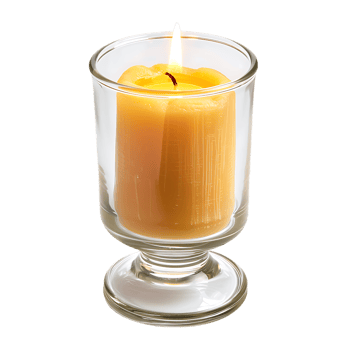 Wax candle in glass holder isolated over transparent background png